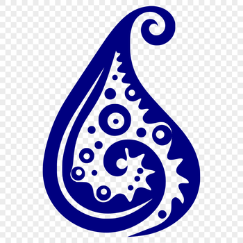 A stylized paisley shape with ornate details.