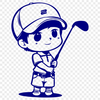 A 2D representation of a golfer in mid-swing stance.