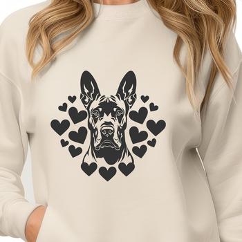 An illustration of a Great Dane in a simple line art style suitable for vector design.