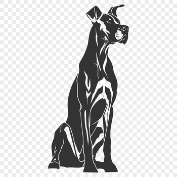 A large breed dog sitting on its hind legs, full body illustration of a Great Dane in vector format.