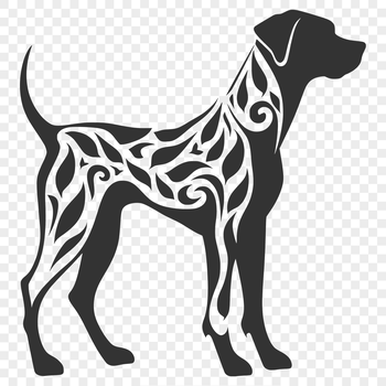 A full-body illustration of a large Great Dane standing upright, with detailed lines and shapes.