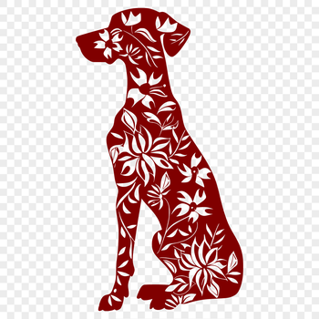 Large breed dog illustration in full body sitting pose.