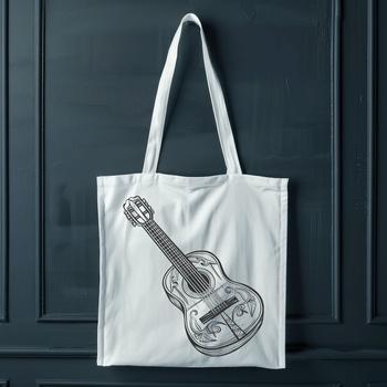 A detailed illustration of a guitar featuring ornate design elements.