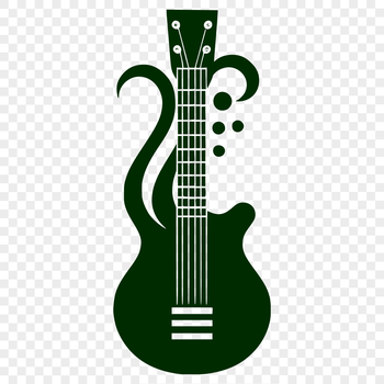 A detailed illustration of a guitar with various parts labeled.
