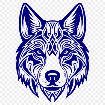 A stylized illustration of a Siberian Husky's head, suitable for vector graphics and digital designs.
