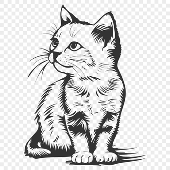 An SVG vector art design featuring a cute kitten from head to paw, suitable for various creative projects.