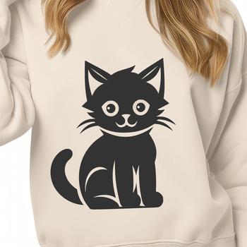 A simple illustration of a cat sitting on its haunches, depicted as a vector graphic.