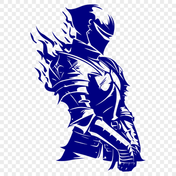 A medieval knight depicted in fantasy armor, suitable for use in vector art designs.