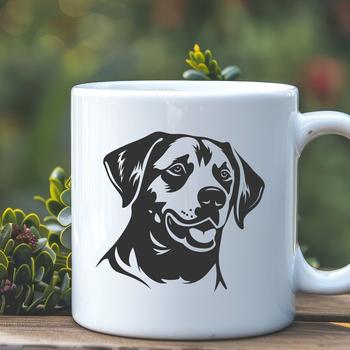 A detailed digital illustration of a happy Labrador Retriever's head, suitable for various design purposes.