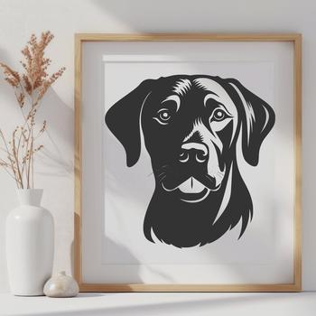 A high-resolution digital drawing of a Labrador Retriever's face.