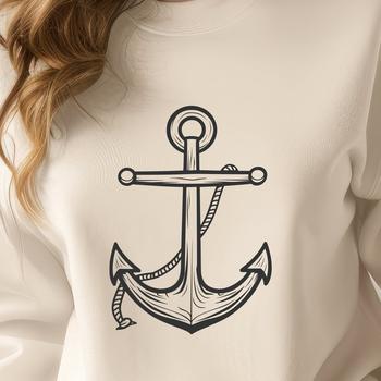 Illustrated anchor icon in a nautical design style