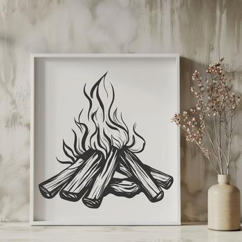 A stylized illustration of a camp fire with flames, perfect for outdoor enthusiasts and crafters.