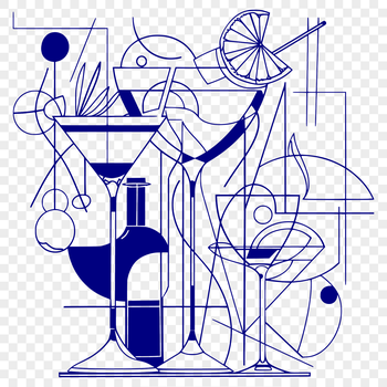 A 2D illustration of a glass filled with colorful drink ingredients.