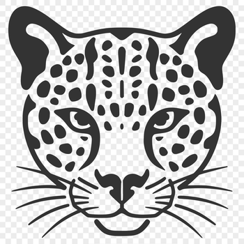 A close-up vector illustration of a wild ocelot's head and facial features.