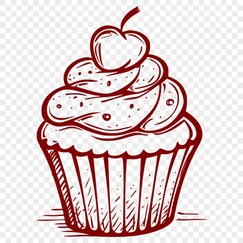 A digitally created cupcake icon made from vector shapes for graphic design and printing.