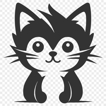 A full-body illustration of a sitting cat, suitable for vector graphics and digital designs.