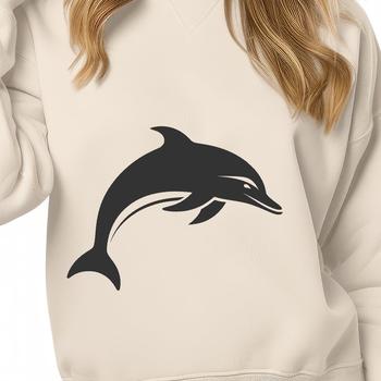 A detailed illustration of a dolphin, depicted in its entirety with realistic features and proportions.