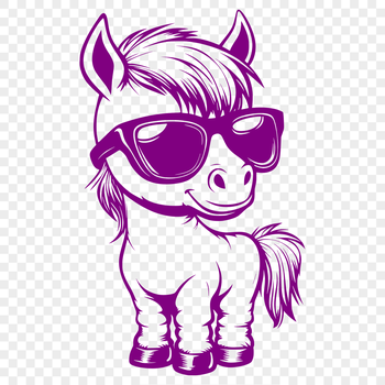 A full body horse illustration wearing sunglasses in vector format.