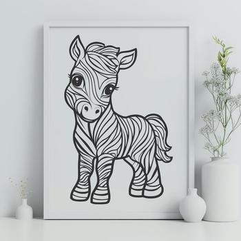 A detailed, full-body illustration of a horse in a simple style.