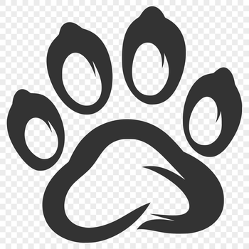 A collection of individual animal paw prints in various shapes and sizes.
