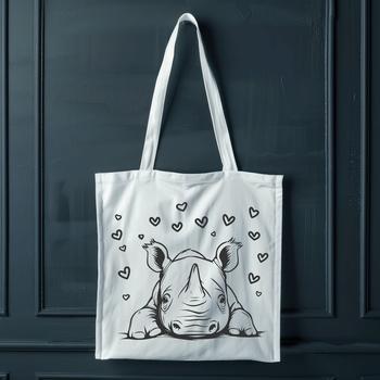 A rhino illustration with heart motifs, suitable for various design projects.