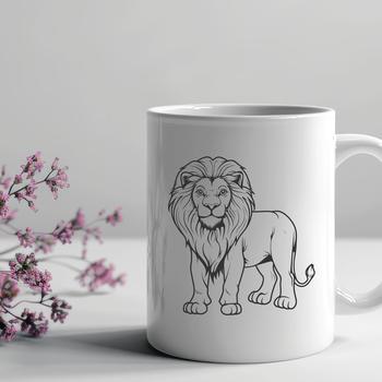 A full-body illustration of a standing lion, suitable for vector graphics projects.