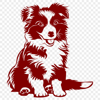 A vector illustration of a Shetland sheepdog in full body pose, sitting on its haunches.