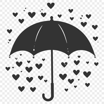A colorful umbrella with love hearts on it, designed as vector art for various digital applications.