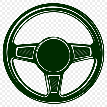A high-resolution digital illustration of a car steering wheel with intricate design elements.