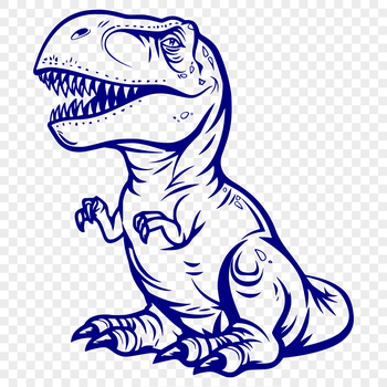 Illustration of a full-body T-Rex dinosaur in prehistoric style