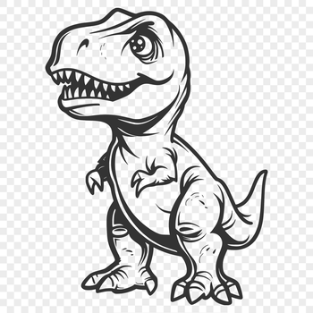 A large, fierce T-Rex dinosaur standing upright, with its sharp teeth and claws prominent.