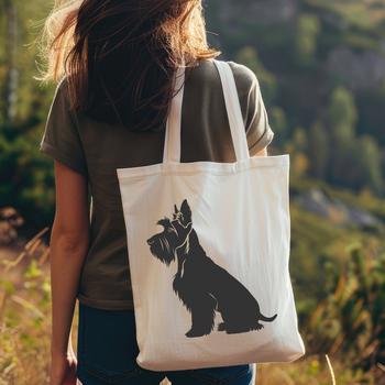 A high-quality vector illustration of a full-body Miniature Schnauzer sitting on its hind legs.