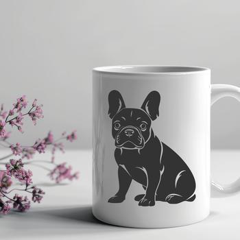 A full-body illustration of a sitting French Bulldog, suitable for vector design.