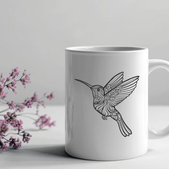 A detailed vector design of a full-body hummingbird against a transparent background.