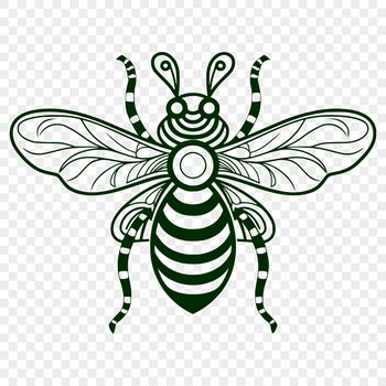 A detailed illustration of a bee's full body, suitable for vector art designs and commercial use.