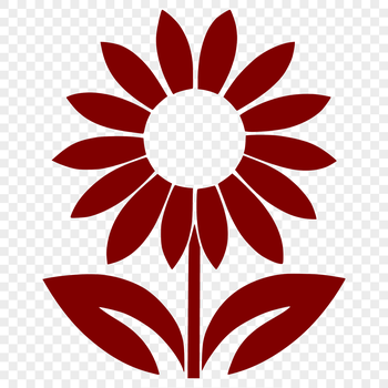A simple line drawing of a sunflower, a common garden plant.