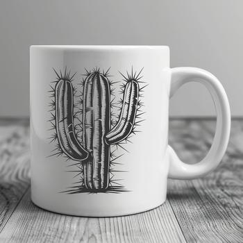 A stylized illustration of a cactus plant, suitable for gardening design projects.