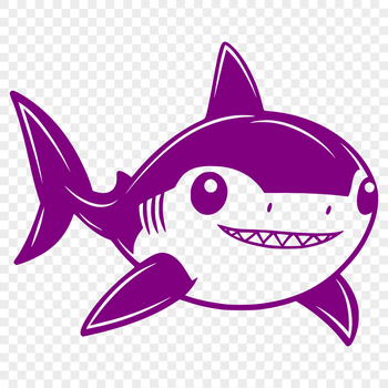 A vector illustration of a friendly-looking shark in a stylized design.