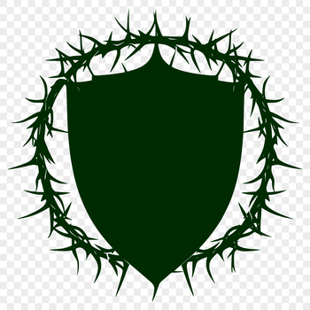 A graphic representation of a shield with thorns, designed as a vector art template.