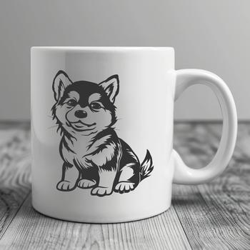 An SVG vector graphic representation of a cute Shiba Inu breed in a sitting position.