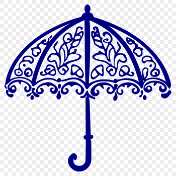 A simple line art illustration of a colorful umbrella with a bold shape and clean design.