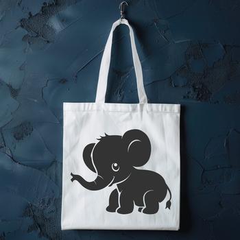 A detailed illustration of a standing elephant, suitable for vector design and cutting machine projects.