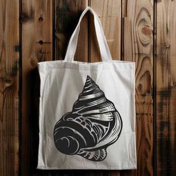 A stylized illustration of a seashell in various formats, including vector graphics.