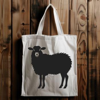 A single sheep standing on a green meadow, depicted in vector format.