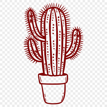 A vector graphic representation of a cactus with intricate details for cutting machine stencils or laser cutting projects.