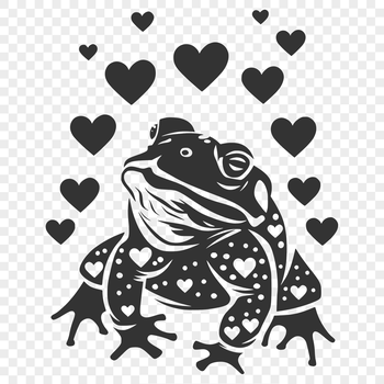 A simple illustration of a toad, depicted in full body with love hearts integrated into the design.
