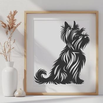 A detailed illustration of a sitting Yorkshire Terrier dog from the front, suitable for vector graphics.