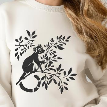 A close-up illustration of a full-body lemur with intricate details, suitable for vector design.