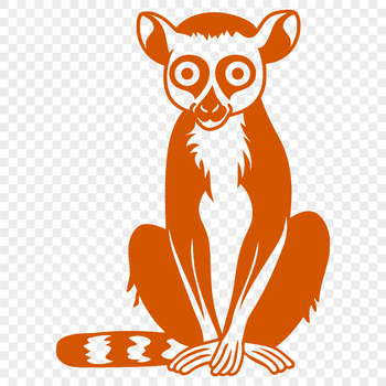 A full-body illustration of a lemur in a neutral pose.