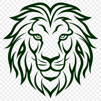 A majestic African lion with its head turned towards the viewer, featuring sharp vector details.